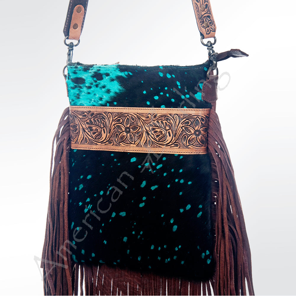 American Darling Large Crossbody Hand Tooled Hair On Genuine Leather Women Bag Western Handbag Purse |