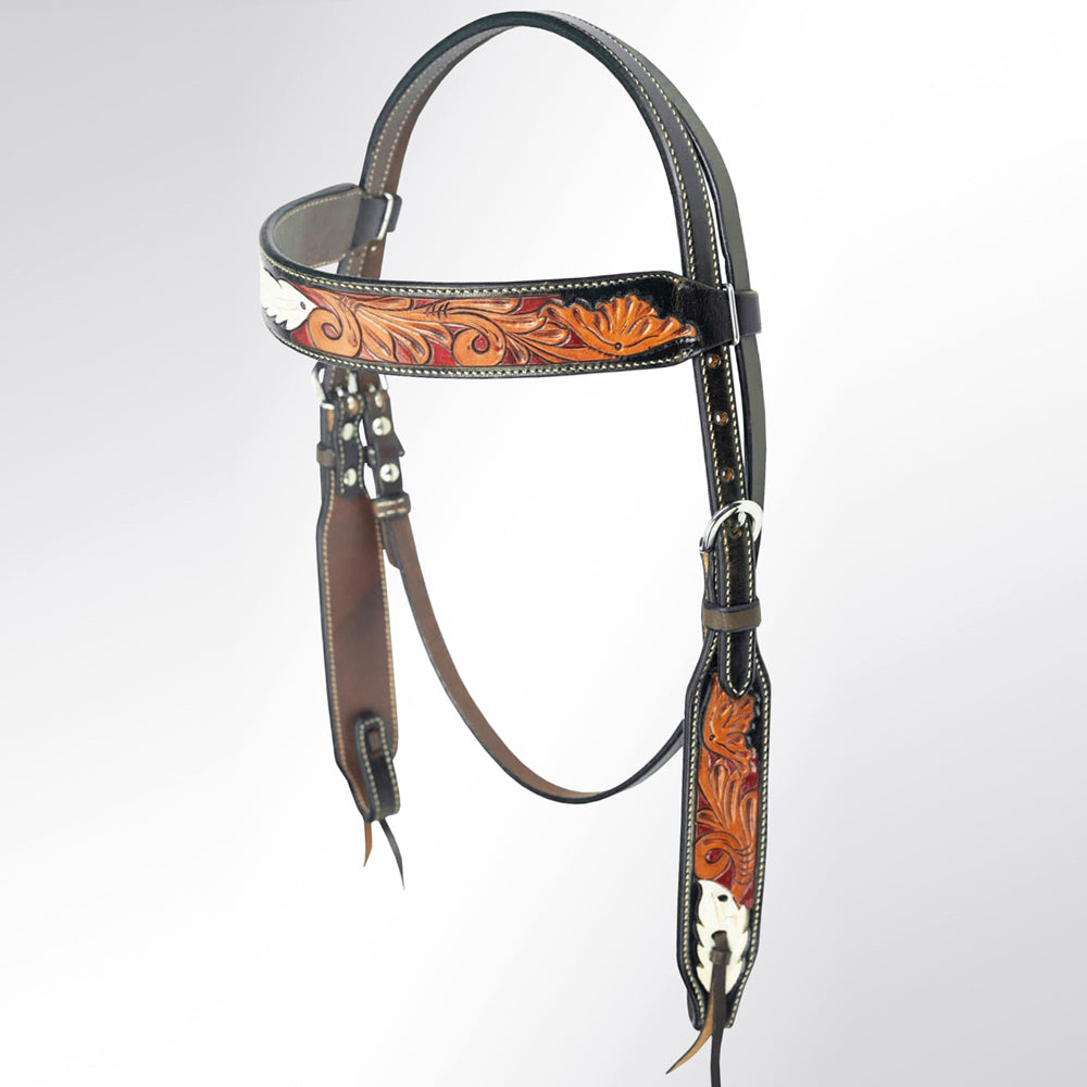 American Darling Western Horse Headstall Leather Dark Brown | Genuine