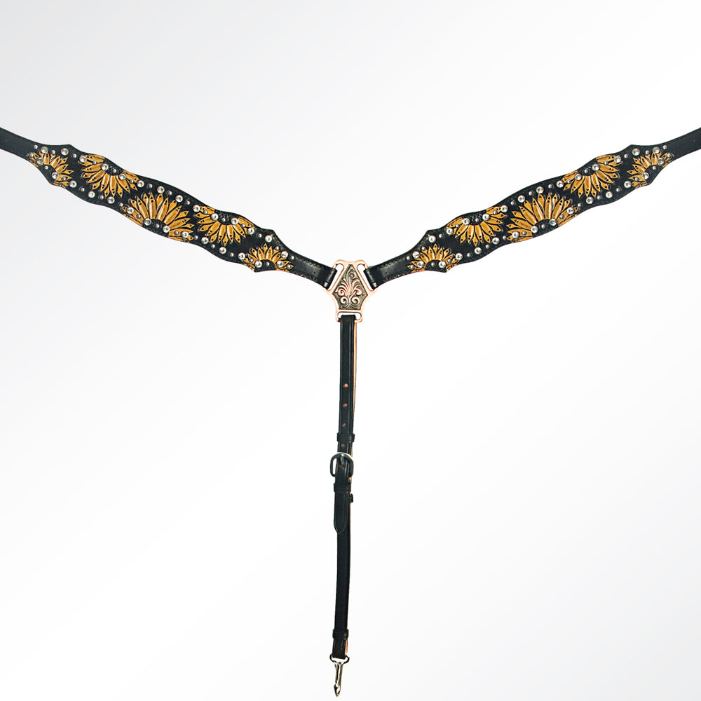 AMERICAN DARLING Western Horse One Ear Headstall Breast Collar Set Leather