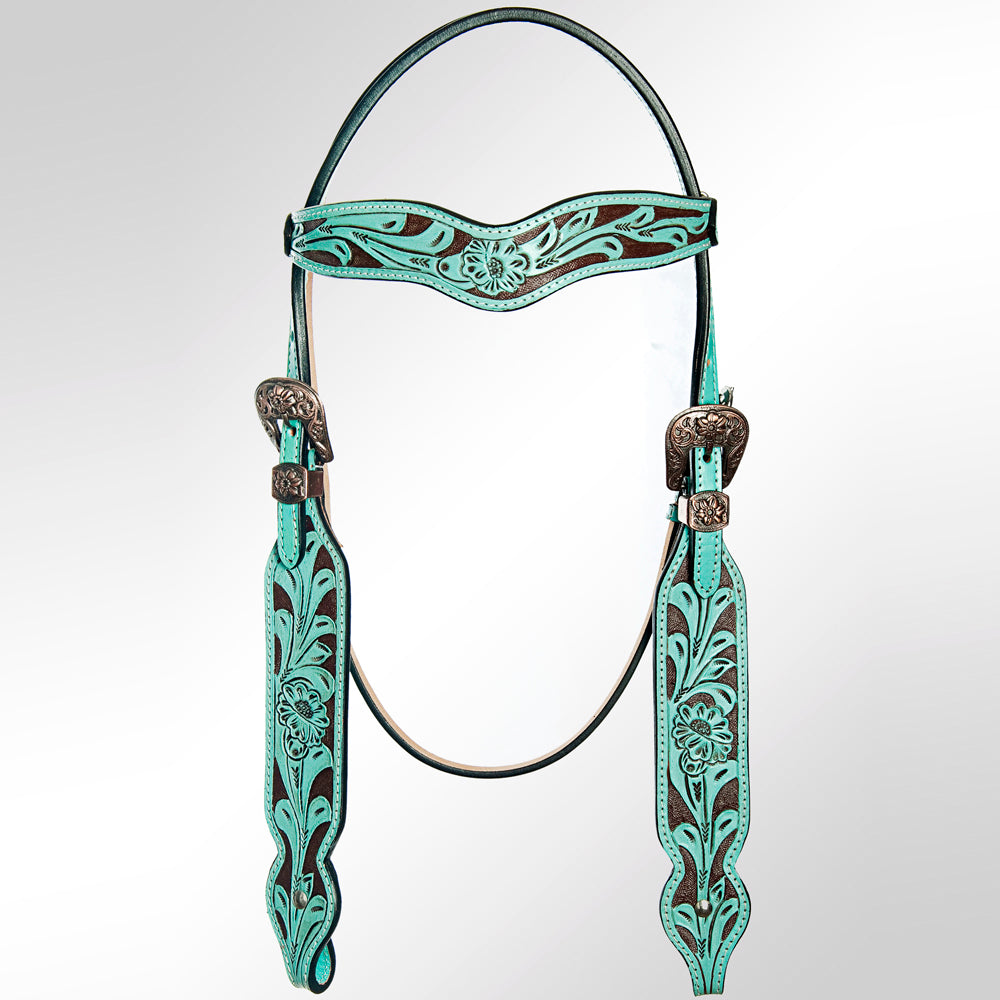 AMERICAN DARLING Western Horse Headstall Breast Collar Set Leather