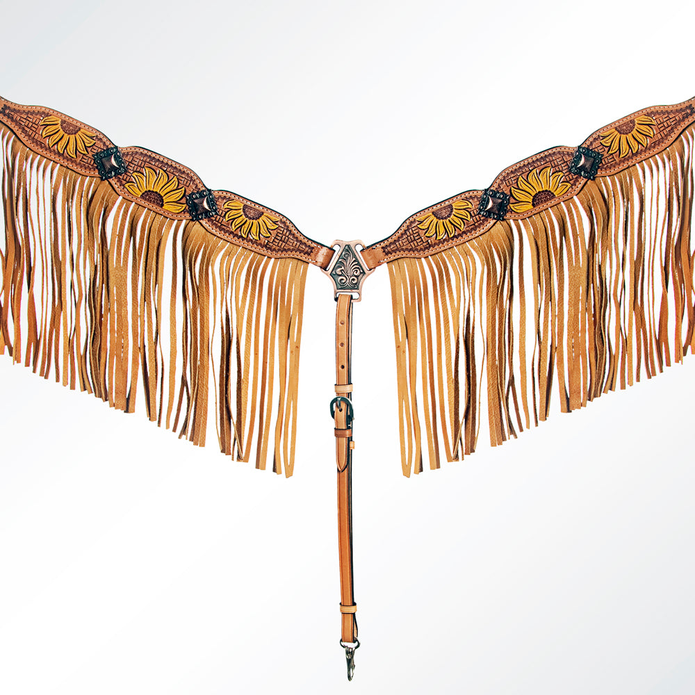 AMERICAN DARLING Western Horse Headstall Breast Collar Set Leather