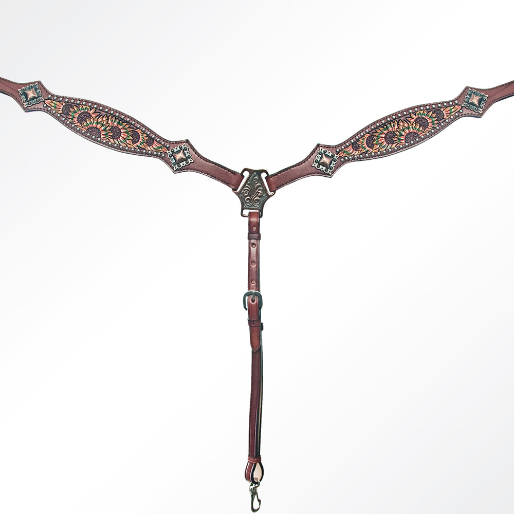 AMERICAN DARLING Western Horse Headstall Breast Collar Set Leather
