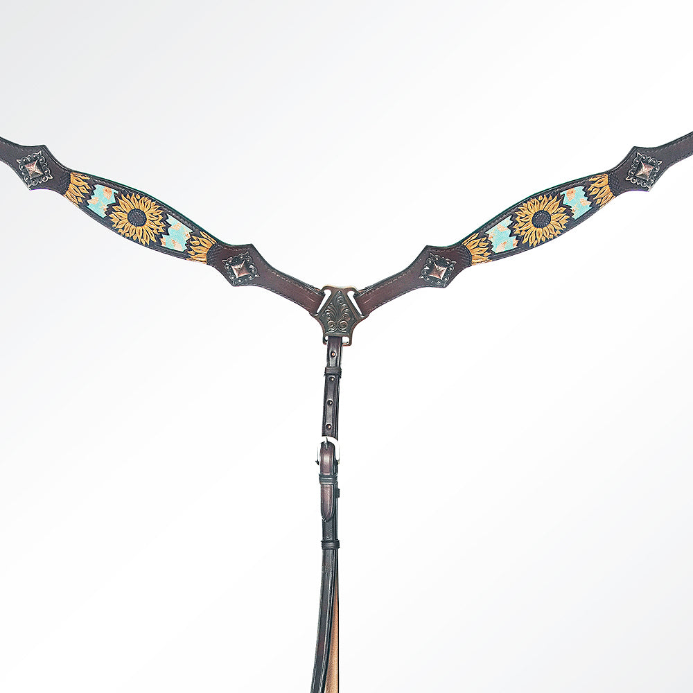 AMERICAN DARLING Western Horse One Ear Headstall Breast Collar Set Leather