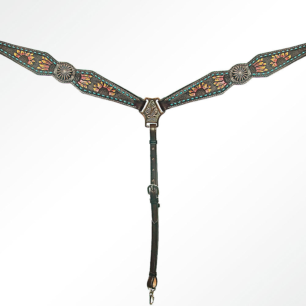 AMERICAN DARLING Western Horse Headstall Breast Collar Set Leather