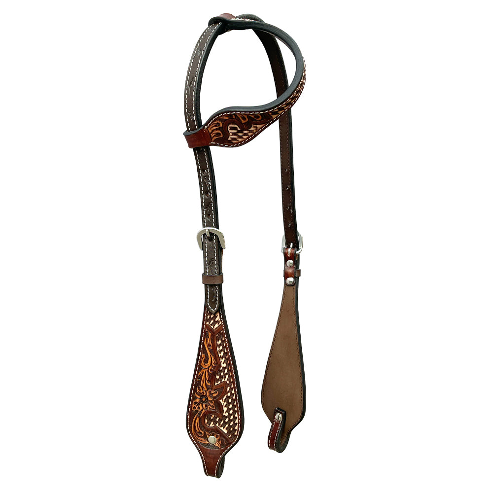 Bar H Equine American Leather Horse Saddle Tack One Ear Headstall Breast Collar Browband Wither Strap Set Classy Brown