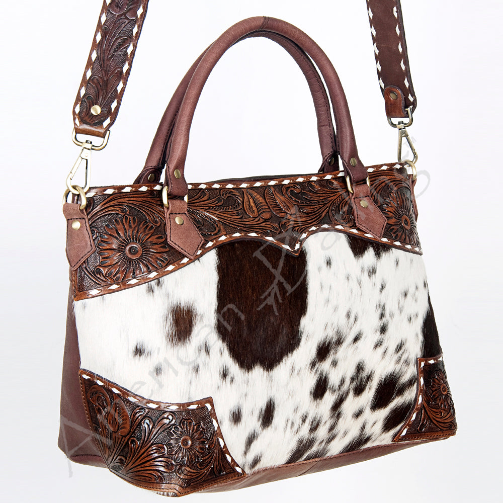 American Darling Tote Hand Tooled Hair on Genuine Leather Western Women Bag Handbag Purse | Travel Bags College Casual