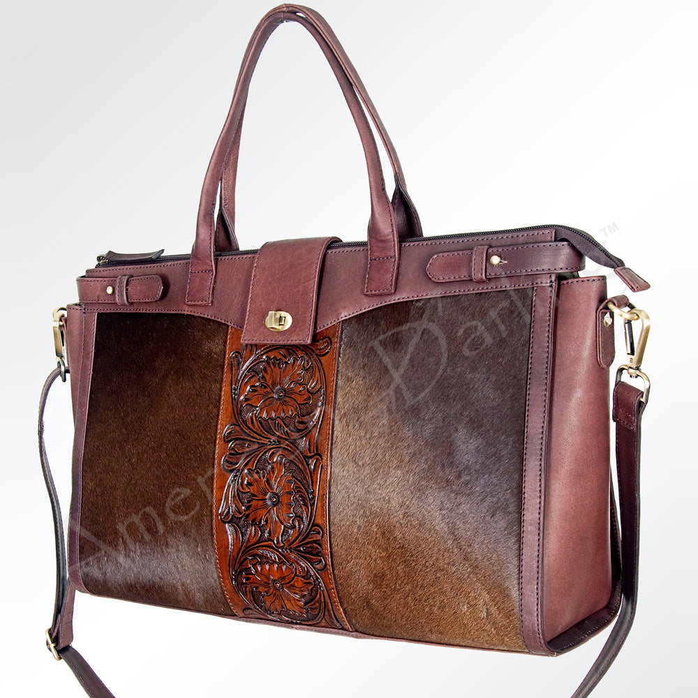 American Darling Tote Hand Tooled Hair on Genuine Leather Western Women Bag Handbag Purse | Travel Bags College Casual
