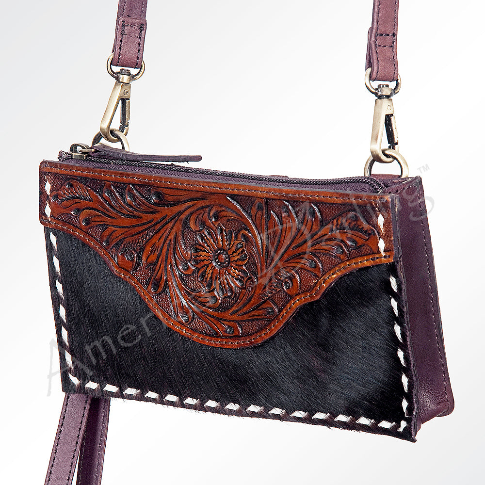 American Darling Cross Body Hand Tooled Hair On Genuine Leather Western Women Bag Handbag Purse | Crossbody for Cute