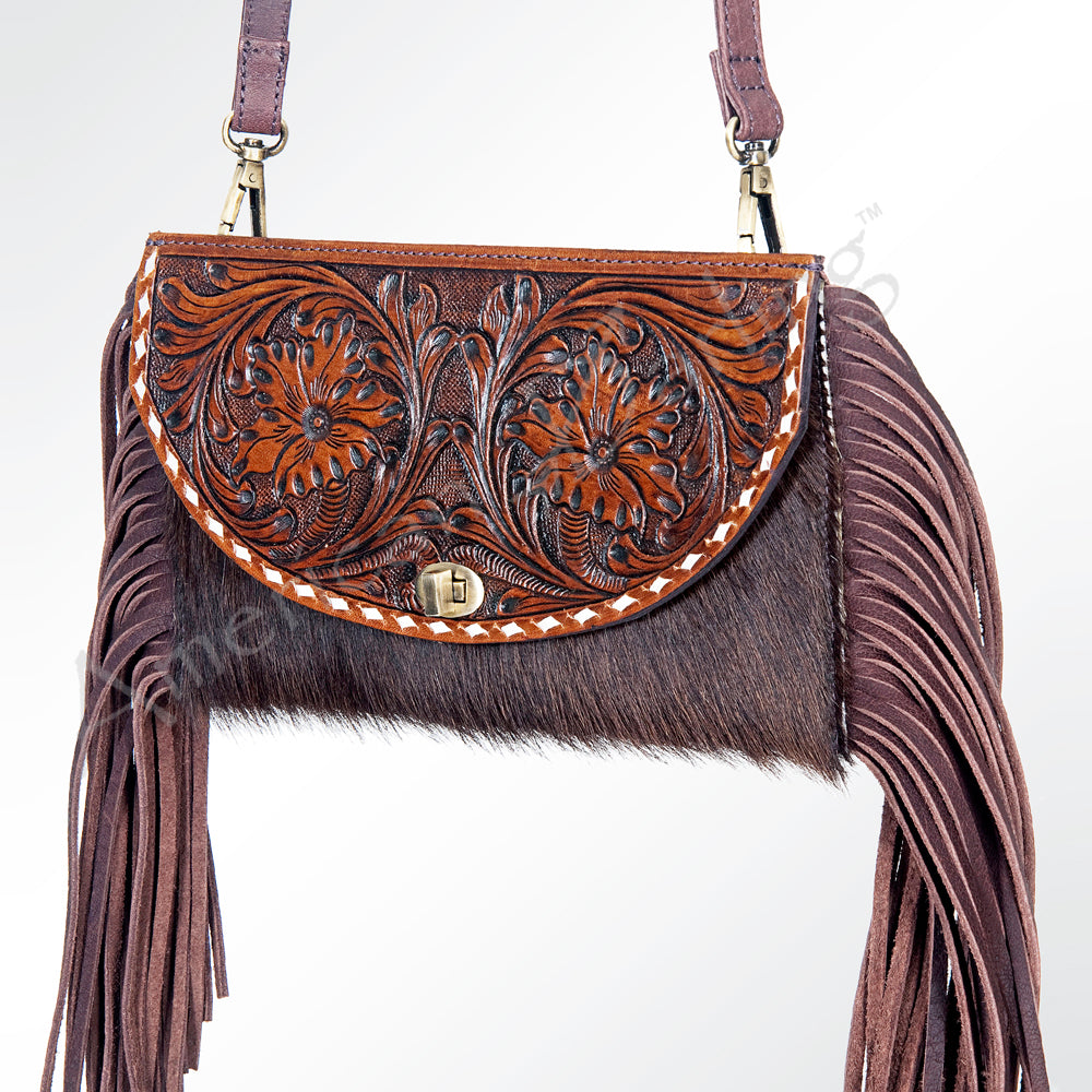 American Darling Women's Wallet Hand Tooled Hair on Genuine Leather Handbag and Ladies Purse