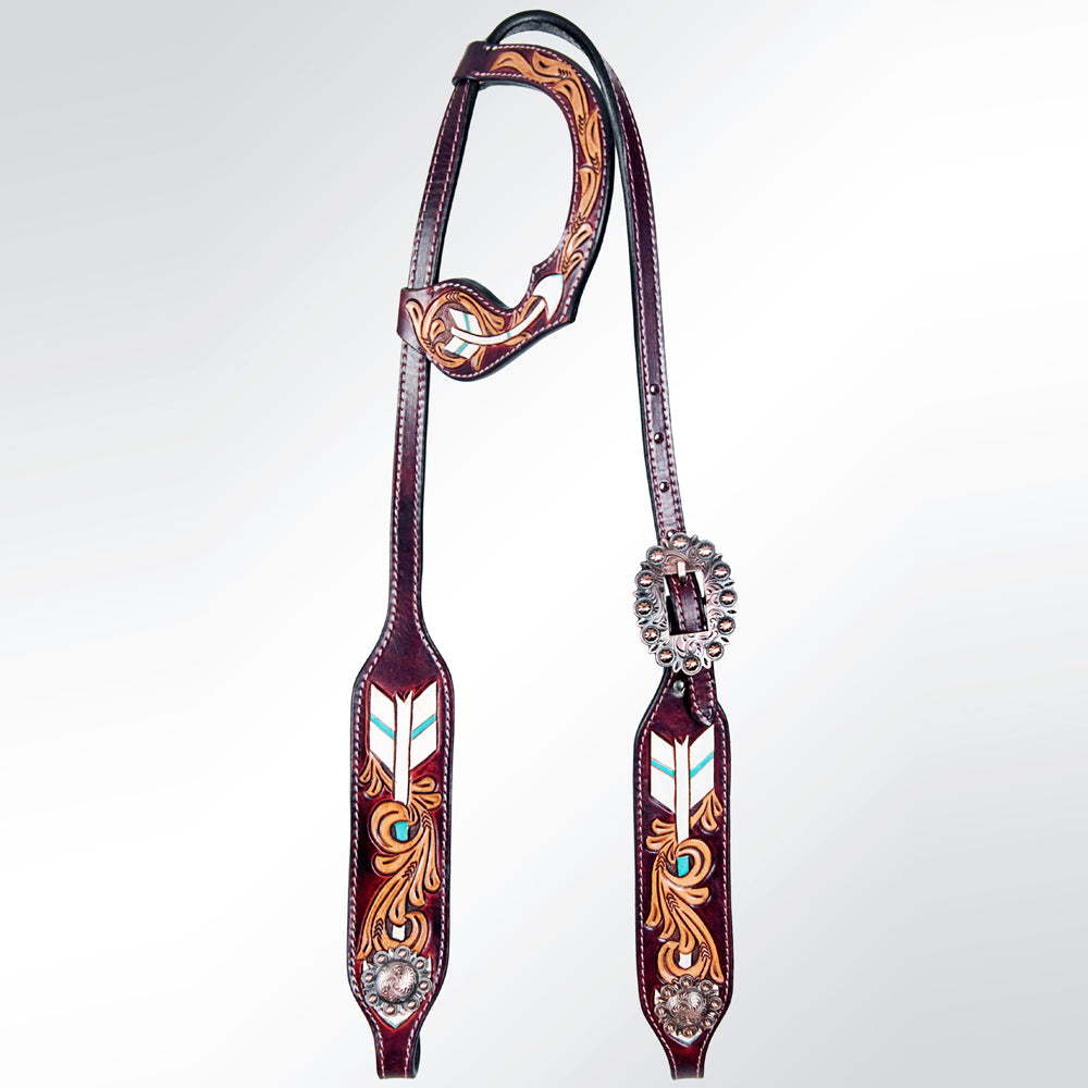 American Darling ADPAF119-HS Western Horse Floral One Ear Headstall Leather