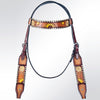 American Darling ADPAF122-HS Western Horse Floral Headstall Genuine Leather Tan