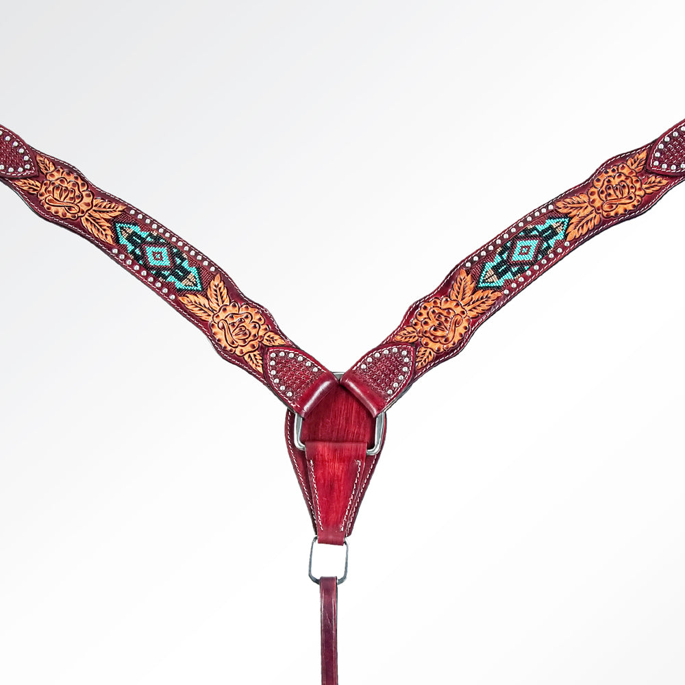 AMERICAN DARLING Western Horse Headstall Breast Collar Set Leather