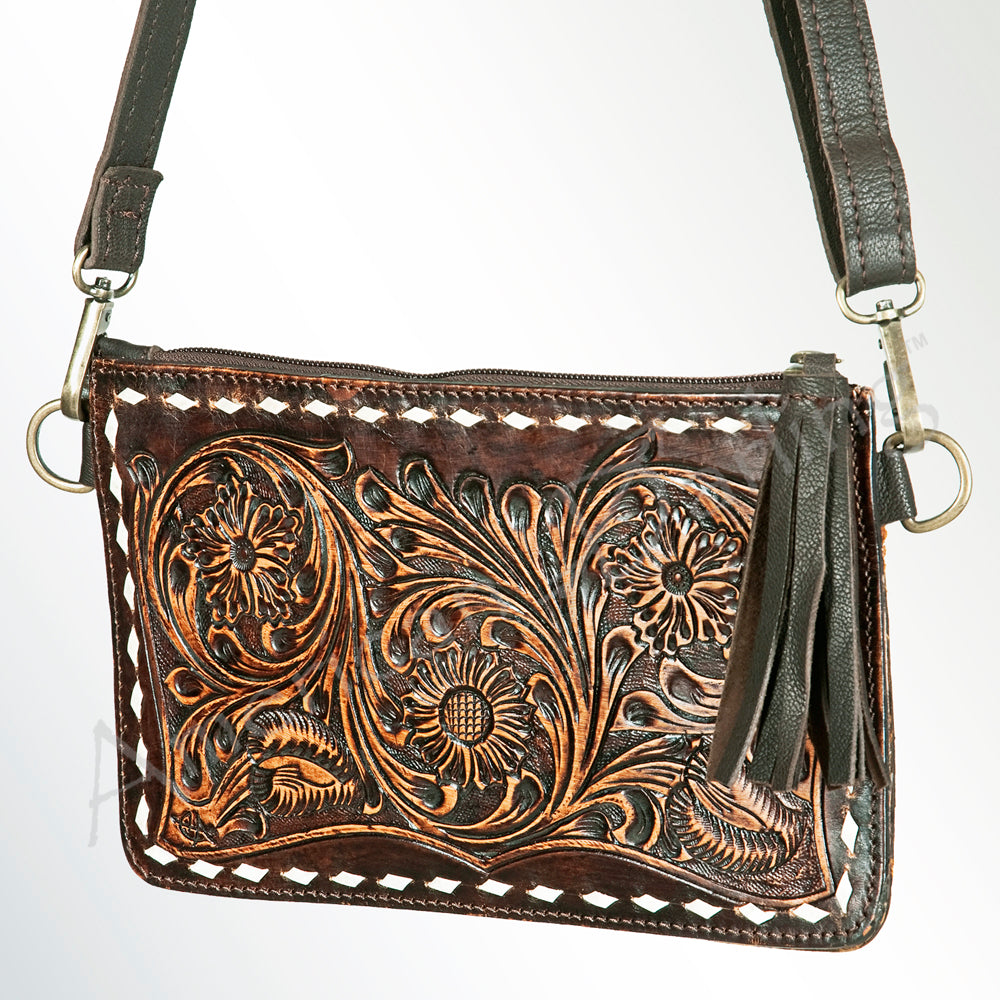 Ameran Darling Women's Crossbody Bag Western Hand Tooled Genuine Leather Handbag and Ladies Purse