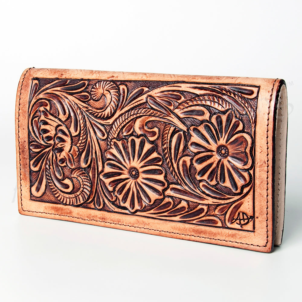 Ameran Darling Women's Wallet Western Hand Tooled Genuine Leather Handbag and Ladies Purse