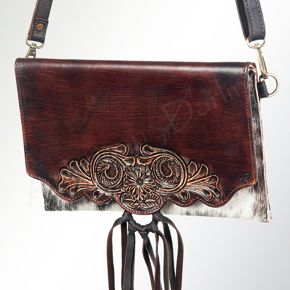 American Darling Wallet Hand Tooled Hair on Genuine Leather Western Women Bag | Handbag Purse Wristlet Travel Clutch