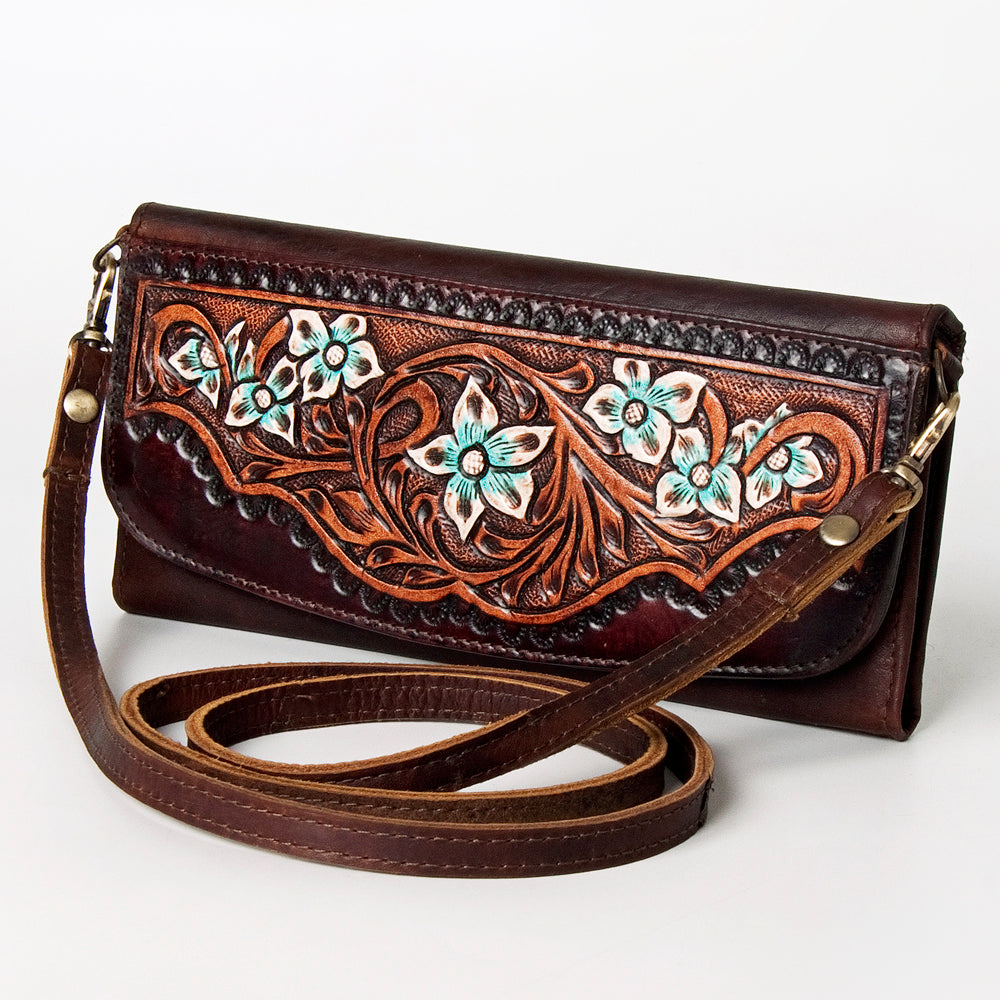American Darling Wallet Hand Tooled Genuine Leather Western Women Bag | Handbag Purse Wristlet Travel Clutch