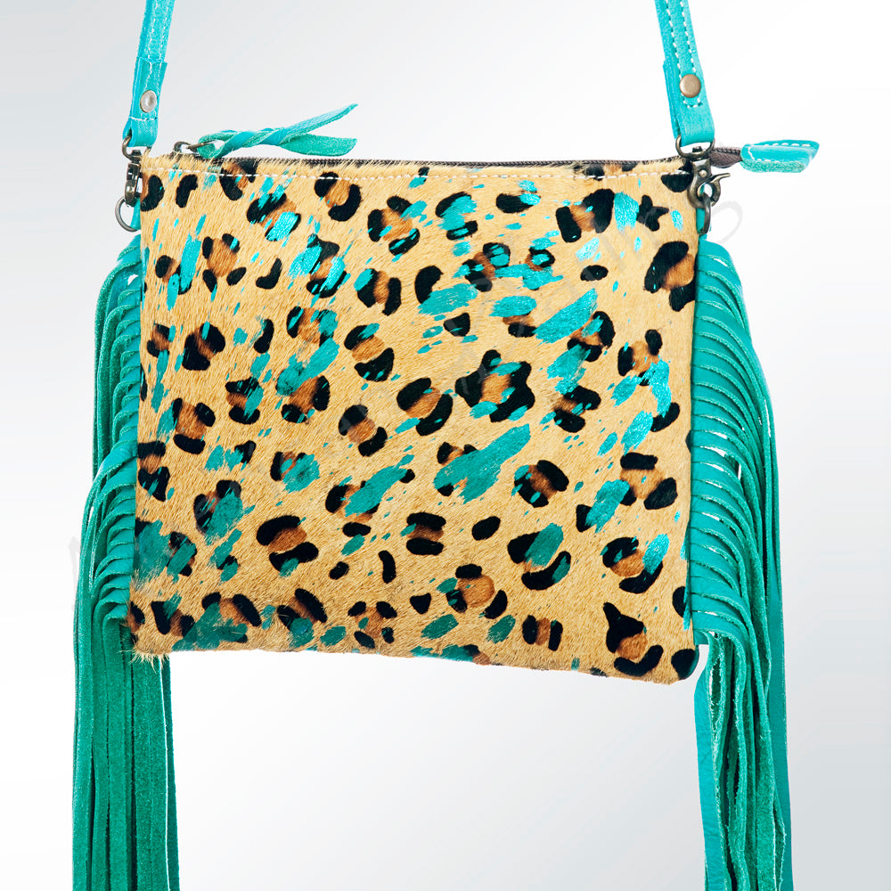 American Darling Western Small Crossbody Bag – Genuine Hair-On Cowhide Leather with Fringes, Adjustable Strap, Handcrafted in Texas