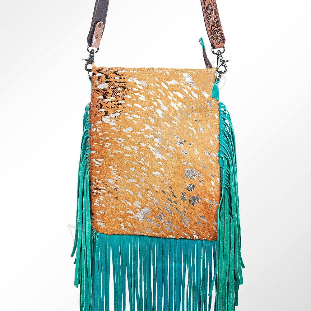 American Darling Messenger Hand Tooled Hair On Genuine Leather Western Women Bag Handbag Purse | Cute