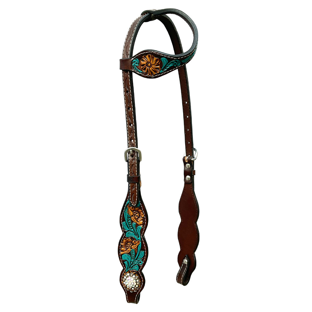 Bar H Equine American Leather Horse Saddle Tack One Ear Headstall Breast Collar Browband Wither Strap Set Jora Autumn