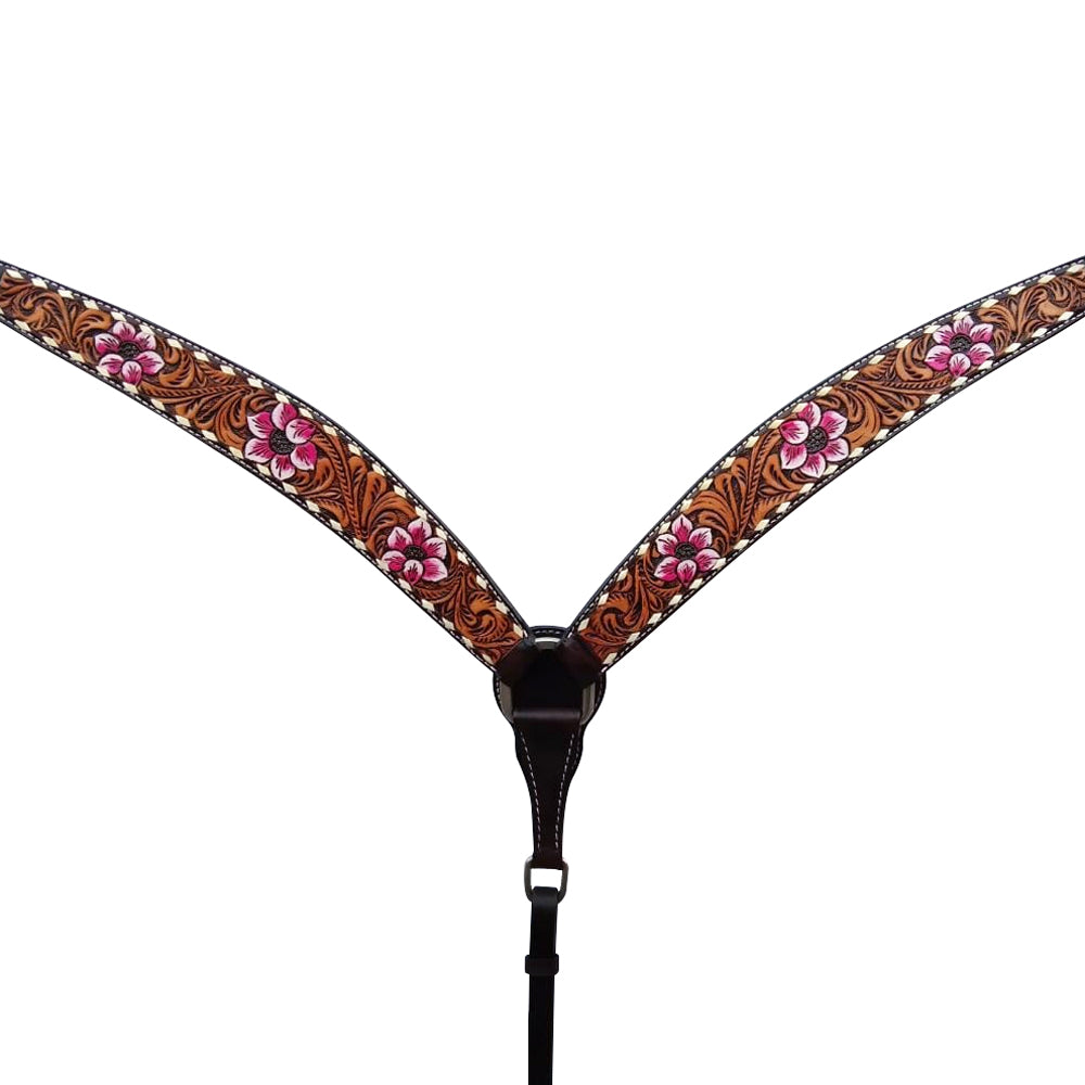 Bar H Equine American Leather Horse Saddle Tack One Ear Headstall Breast Collar Browband Wither Strap Set Tropical Chaya