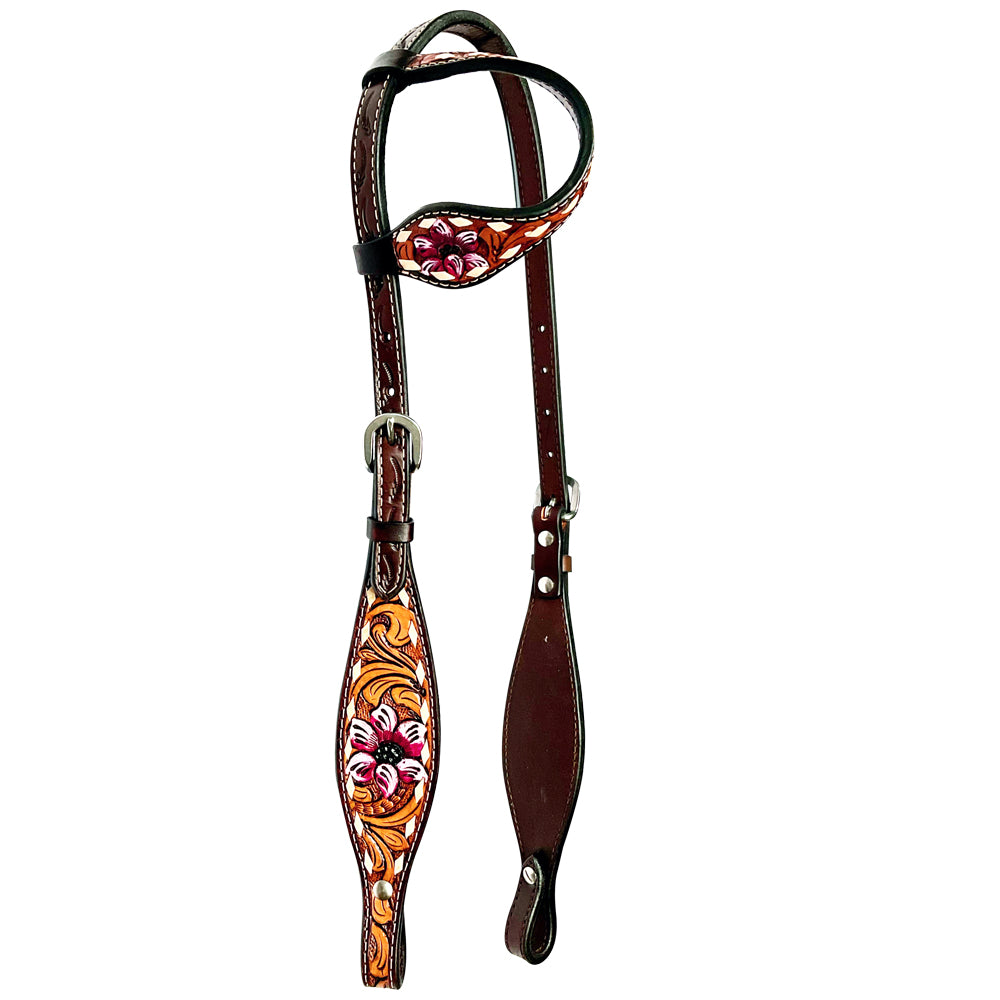 Bar H Equine American Leather Horse Saddle Tack One Ear Headstall Breast Collar Browband Wither Strap Set Tropical Chaya