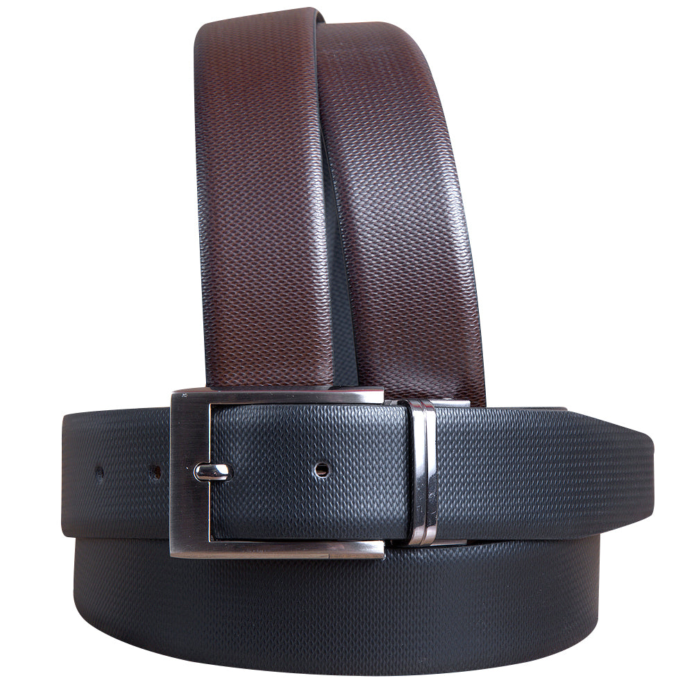 HILASON Black Brown Reversible Texture Leather Dress Belt Genuine Formal | Mens Belts Western Casual Heavy Duty for Men