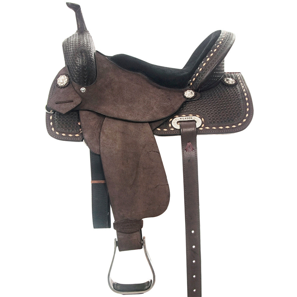 Western Horse Saddle Hilason Flex Tree American Leather Barrel