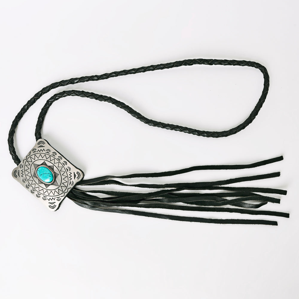 American Darling Braided Genuine Leather Jewelry Necklace with Concho Handmade Necklaces Timeless Piece for a Style