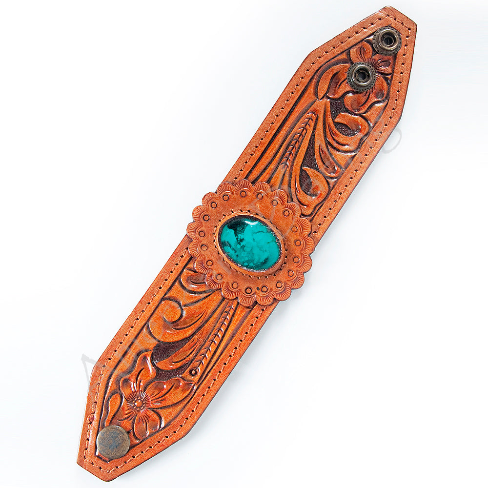 American Darling Bracelet Hand Tooled Carved Genuine Leather Women | Handmade Western Rustic