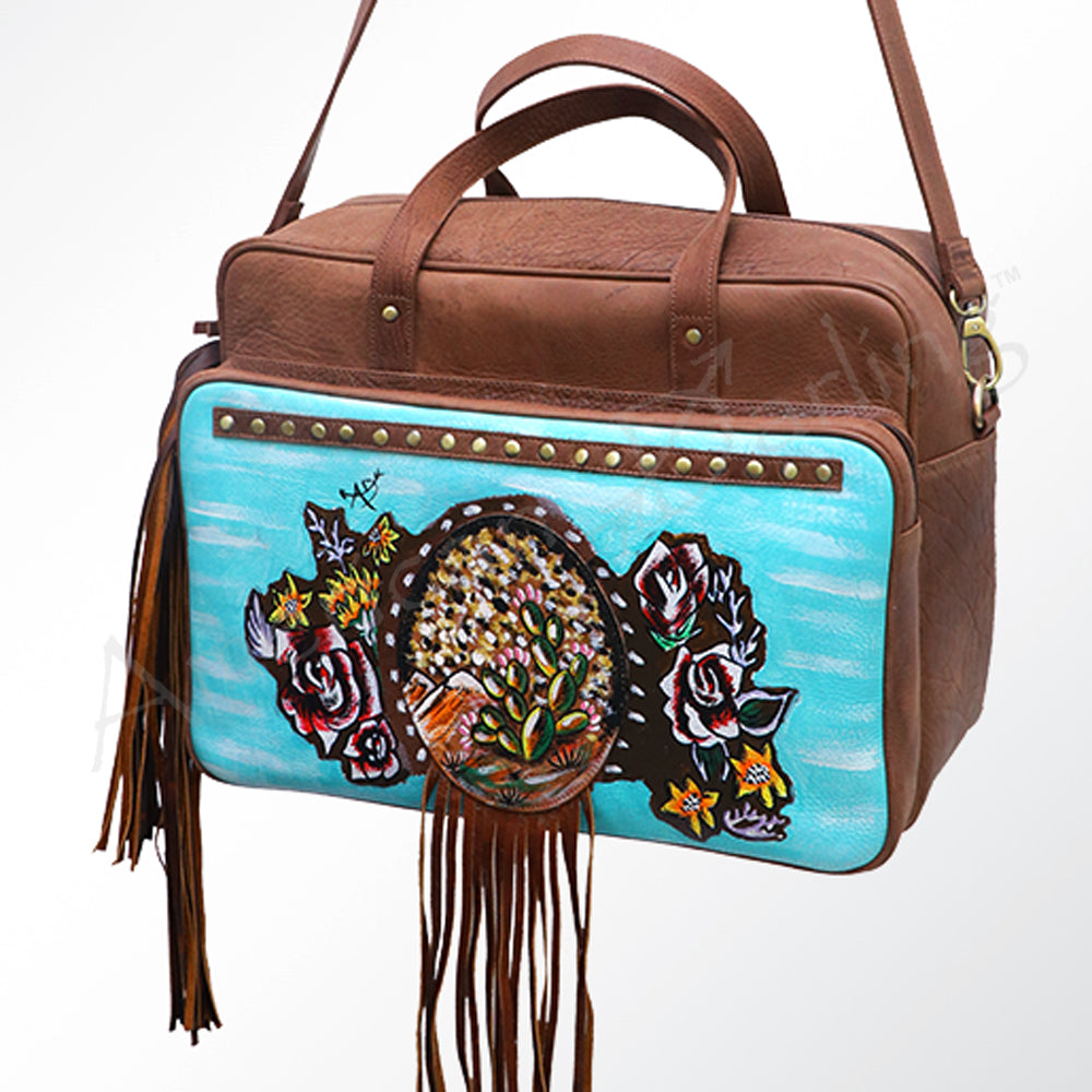 American Darling Hand Painted Duffel Genuine Leather Women Bag Western Handbag Purse