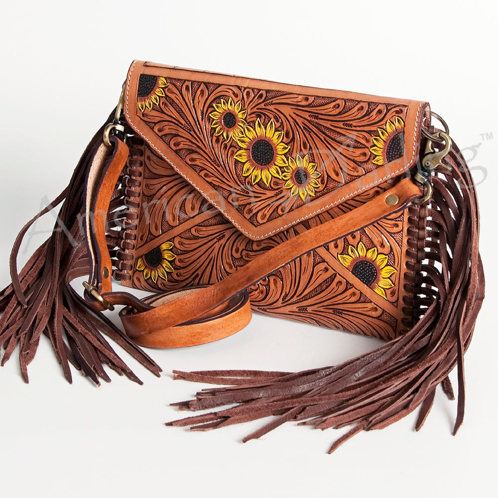American Darling Envelope Hand Tooled Genuine Leather Women Bag Western Handbag Purse
