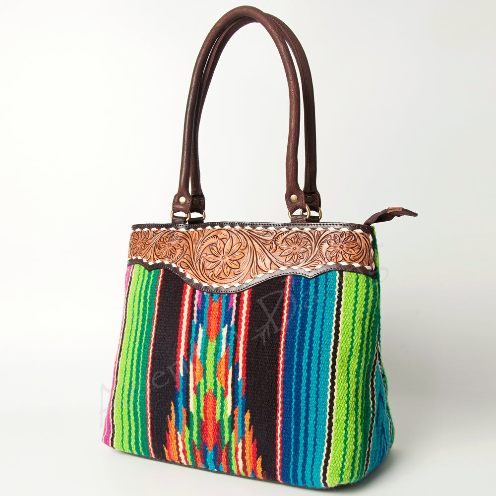 American Darling Tote Hand Tooled Saddle Blanket Genuine Leather Western Women Bag Handbag Purse | Travel Bags College Casual