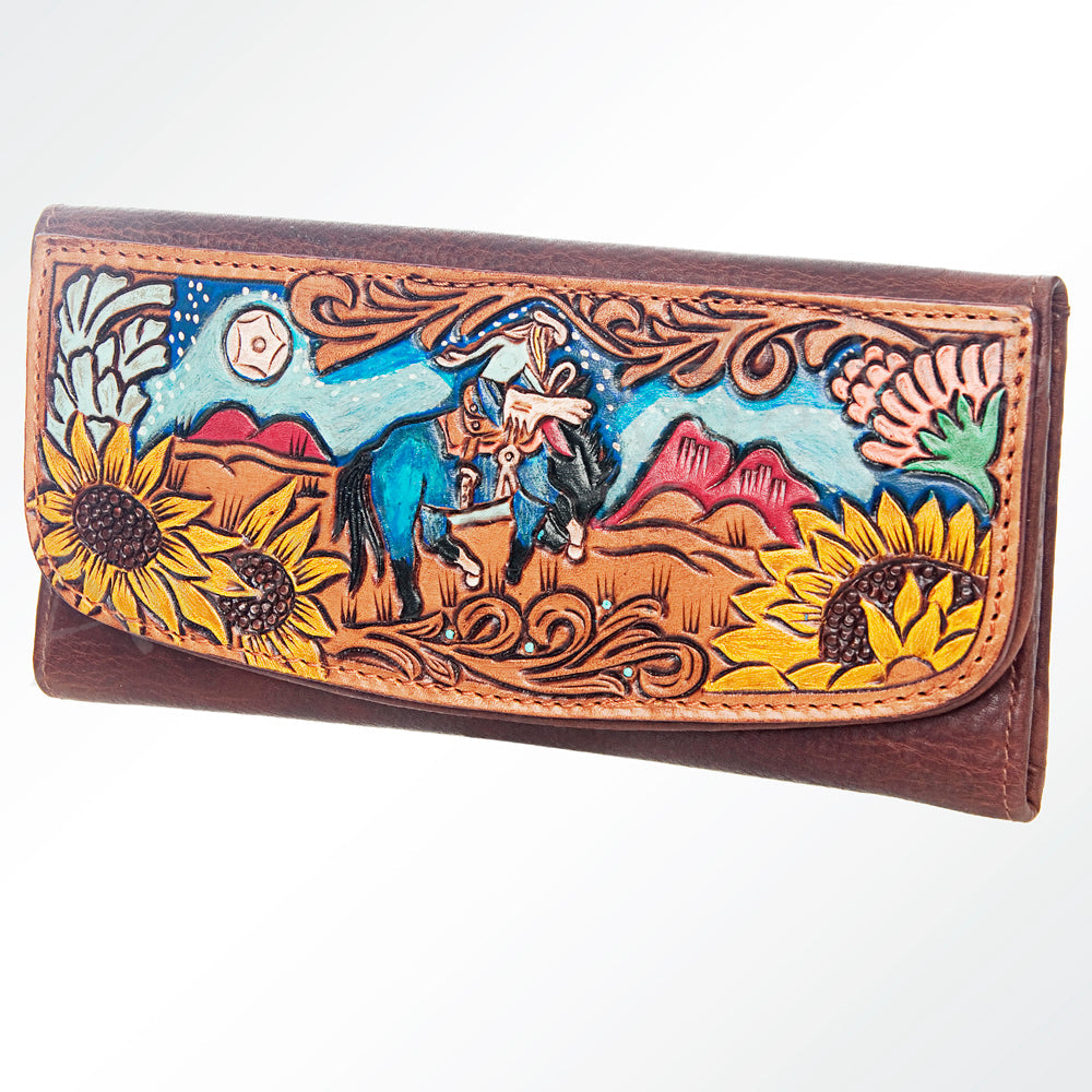 American Darling Wallet Hand Tooled Genuine Leather Western Women Bag | Handbag Purse Wristlet Travel Clutch