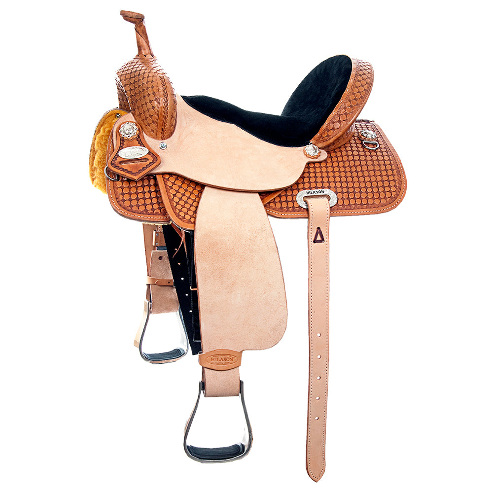 HILASON Flex Tree Western Horse Saddle in American Leather Barrel Trail | for Horses