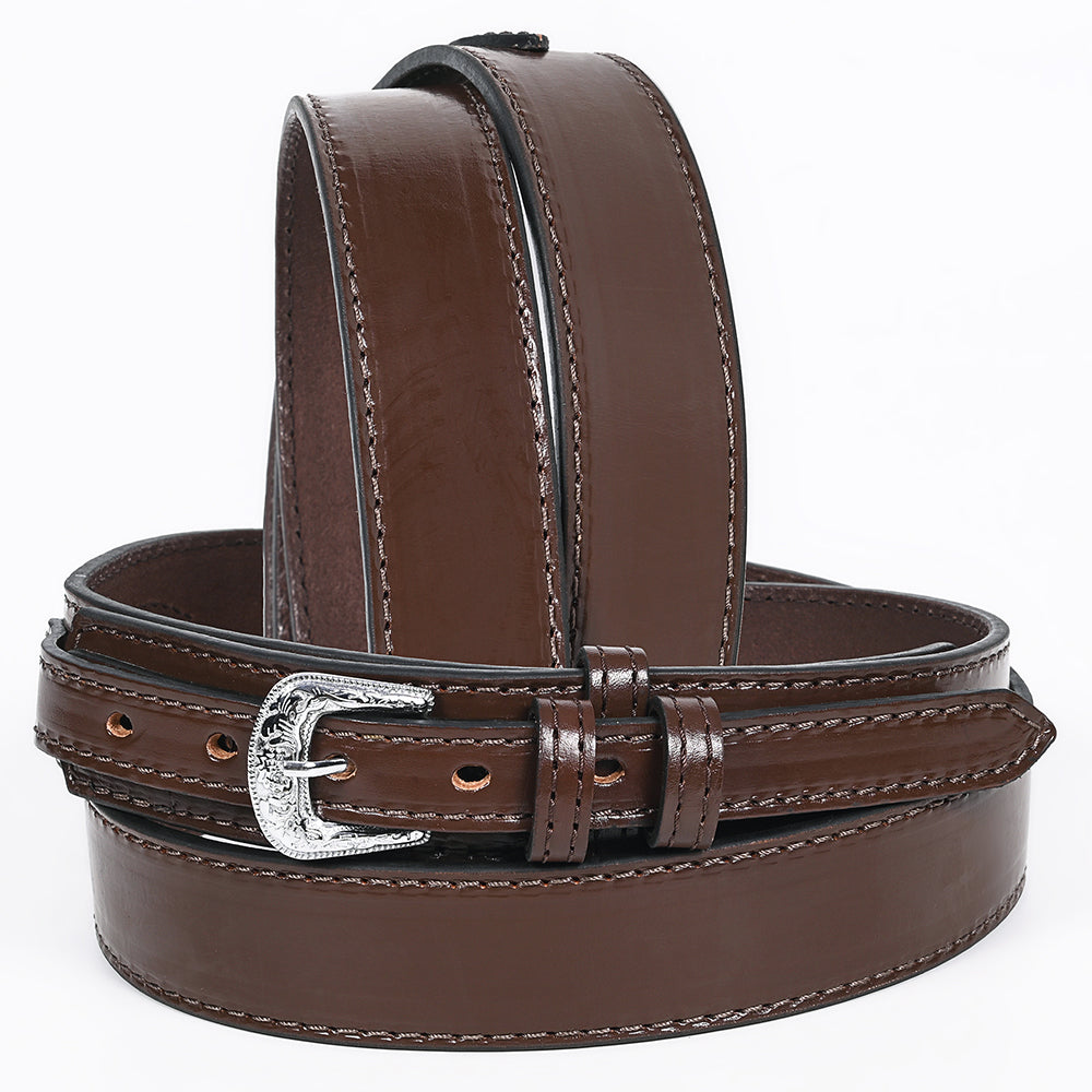 HILASON Western Genuine Leather Belt for Handmade Unisex Full Grain Heavy Duty Engraved Buckle Belt Dark Brown