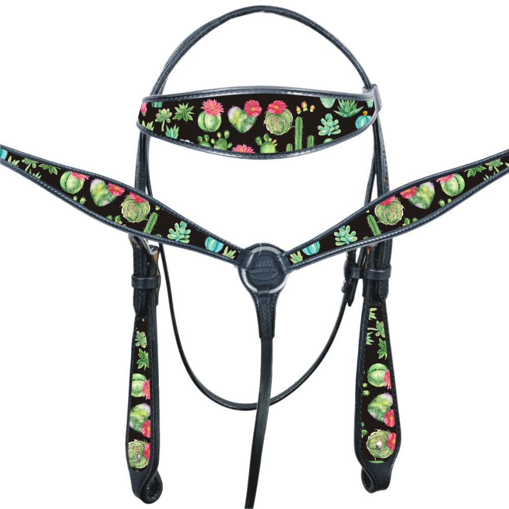 HILASON Western Horse Headstall Breast Collar Set American Leather Black | Tack for Horses