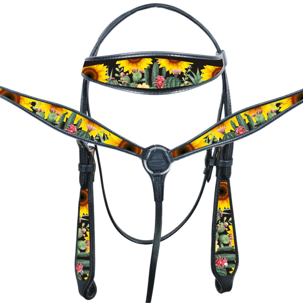 HILASON Western Horse Headstall Breast Collar Set American Leather Black | Tack for Horses