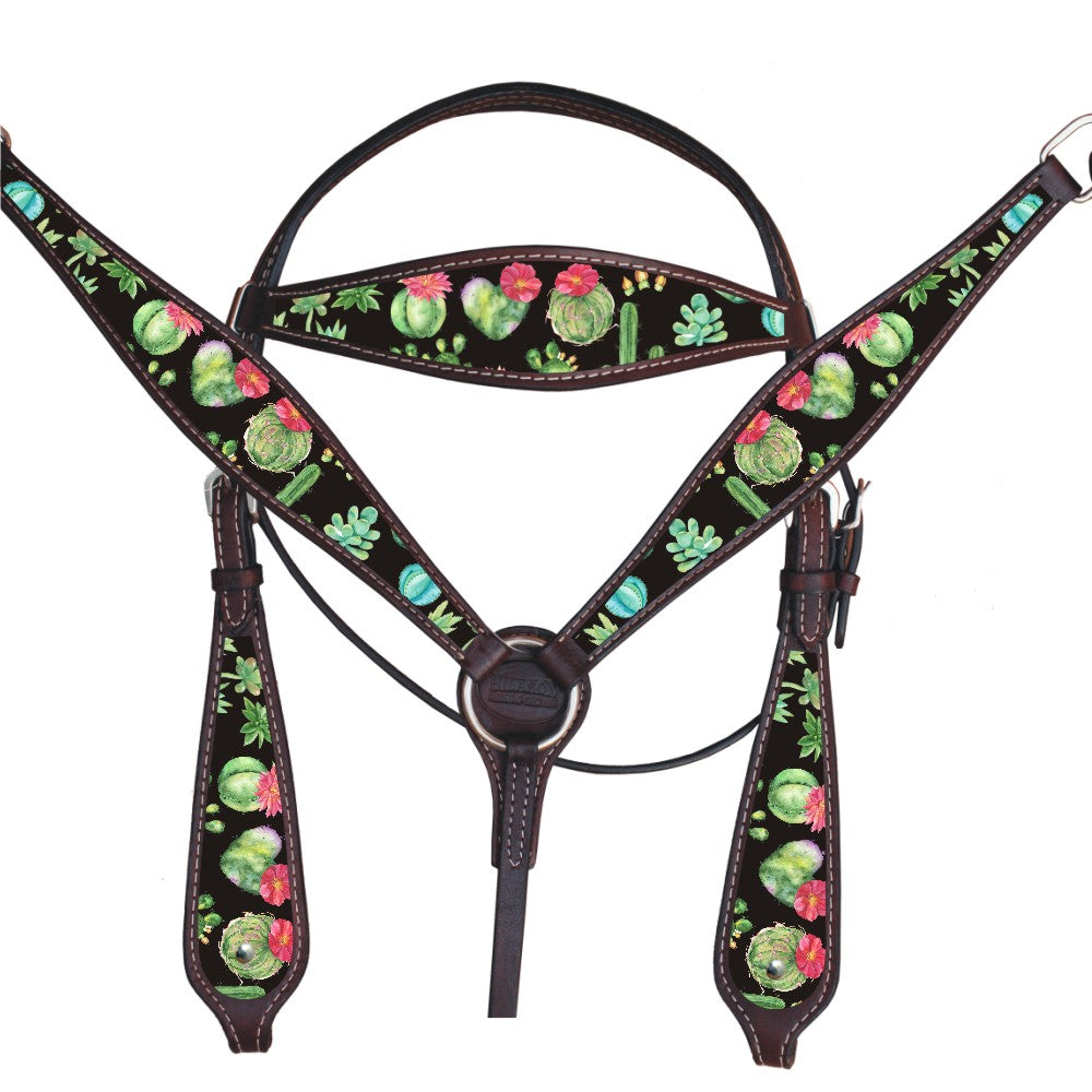 HILASON Western Horse Headstall Breast Collar Set American Leather Brown | Tack for Horses