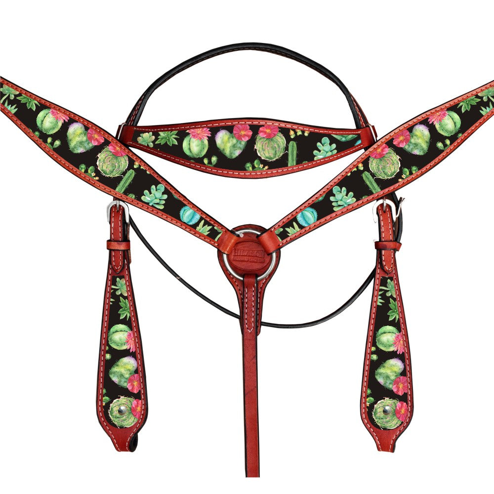 HILASON Western Horse Headstall Breast Collar Set American Leather | Tack for Horses