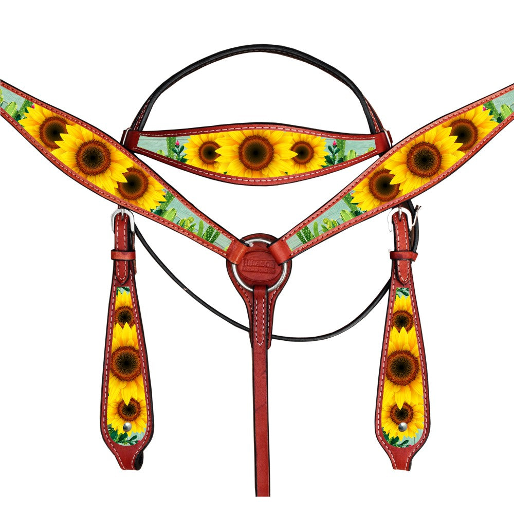 HILASON Western Horse Headstall Breast Collar Set American Leather | Tack for Horses