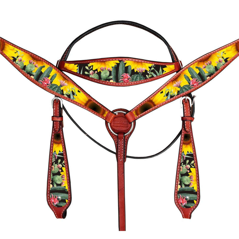 HILASON Western Horse Headstall Breast Collar Set American Leather | Tack for Horses