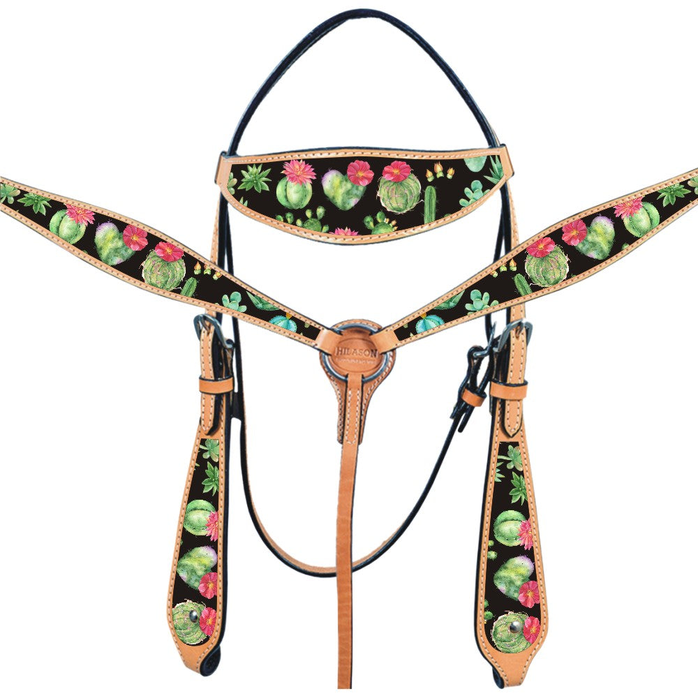HILASON Western Horse Headstall Breast Collar Set American Leather Tan | Tack for Horses