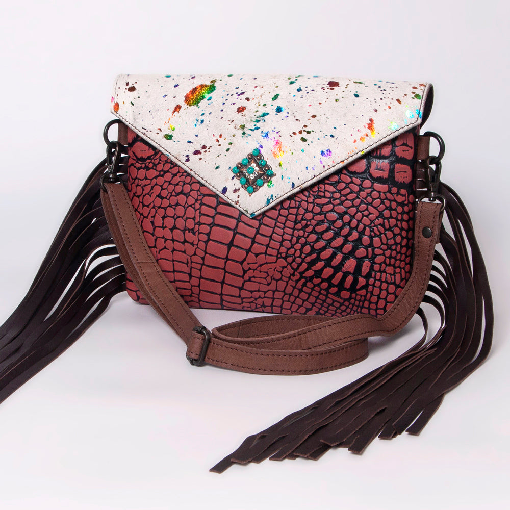 American Darling Cross Body Hair on Crocodile Embossed Genuine Leather Western Women Bag Handbag Purse | Crossbody for Cute