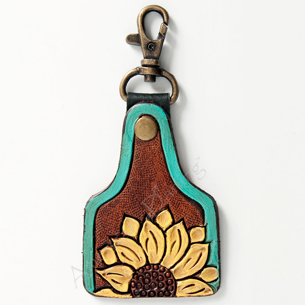 American Darling ADKR168 Hand Tooled Carved Genuine Leather Keyring