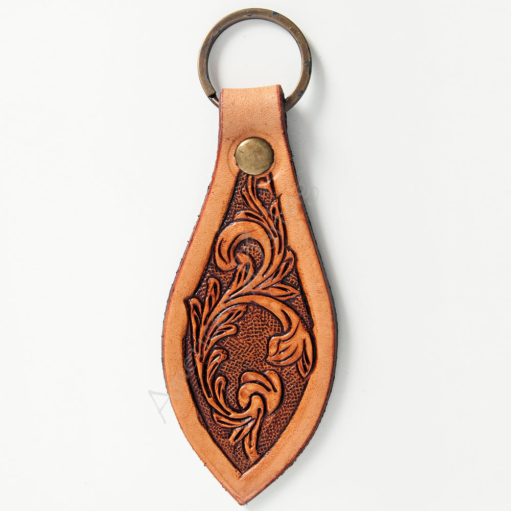 American Darling ADKR176 Hand Tooled Carved Genuine Leather Keyring