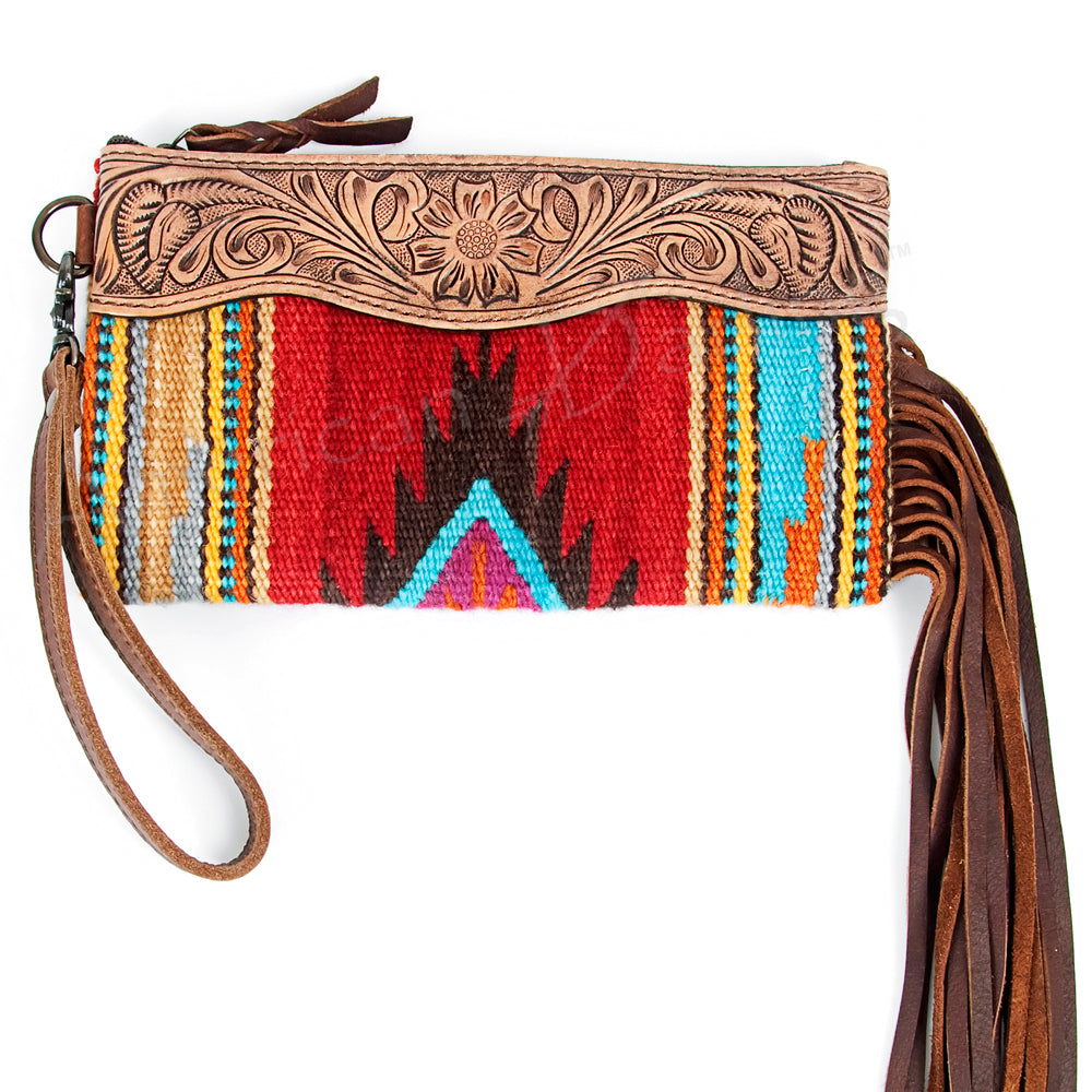 American Darling Wristlet Hair -On Saddle blanket Genuine Leather Western Women Bag | Handbag Purse Travel Clutch