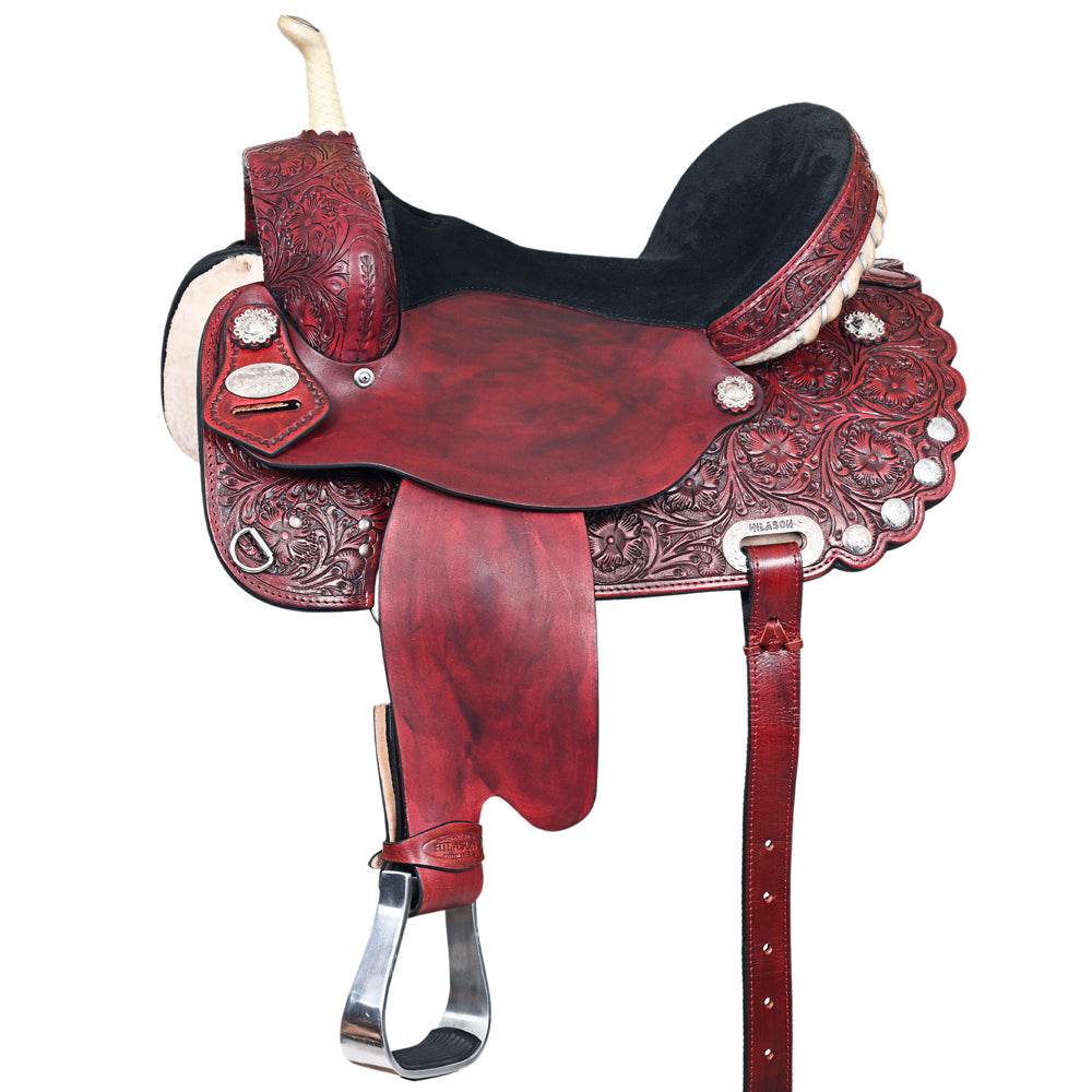 HILASON Western Horse Saddle American Leather Treeless Trail Barrel | for Horses