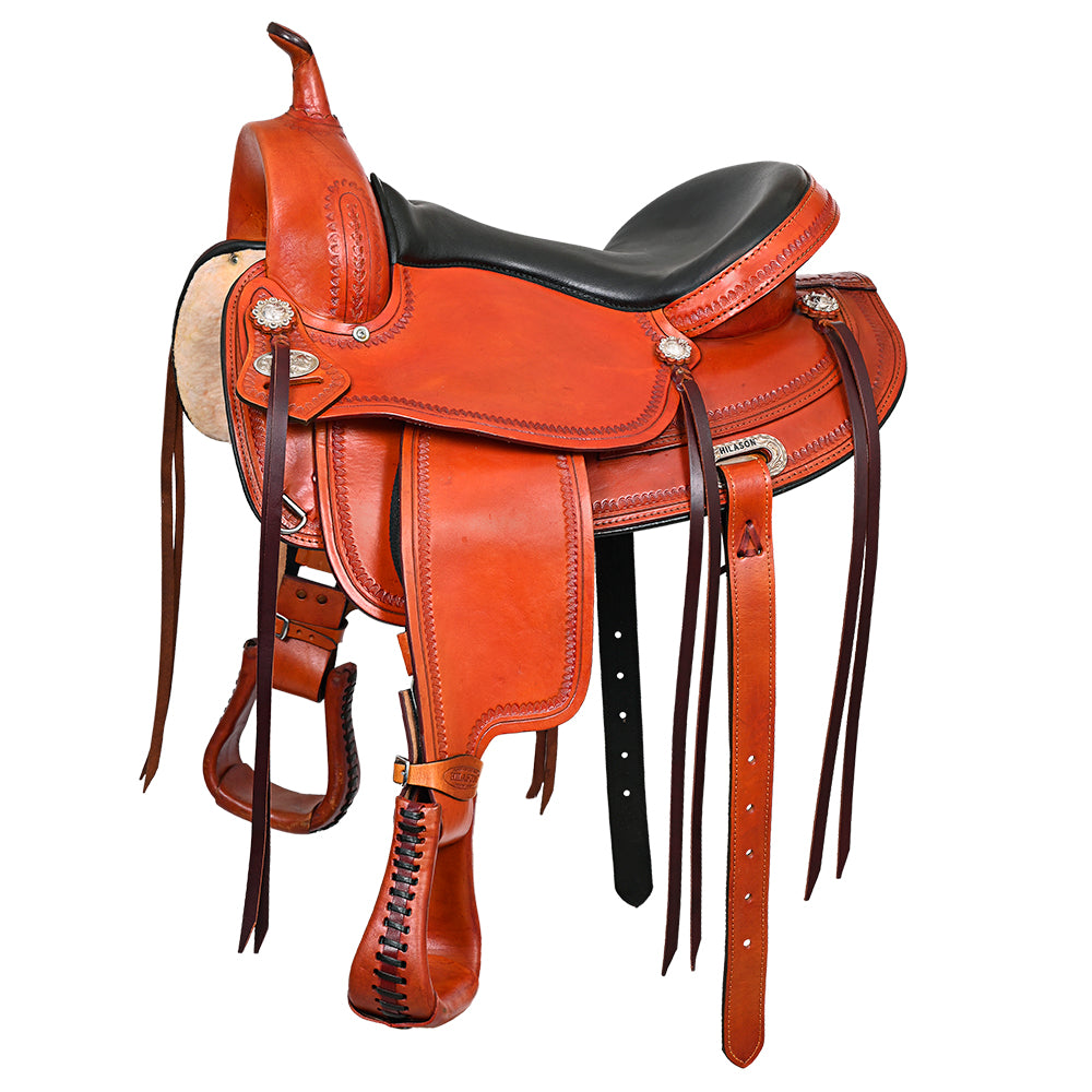 HILASON Western Horse Saddle American Leather Flex Tree Trail & Pleasure Tan | for Horses