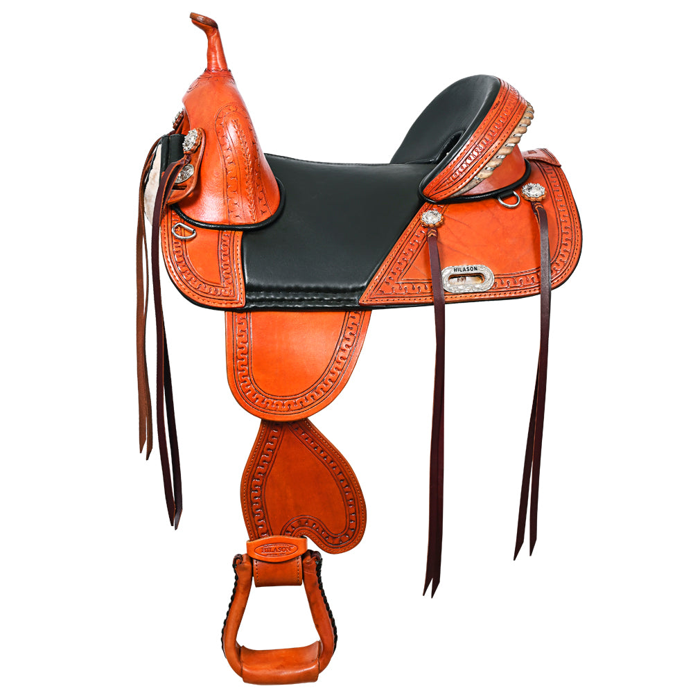 HILASON Flex Tree Western Horse Saddle Genuine American Leather Trail | Treeless for Horses