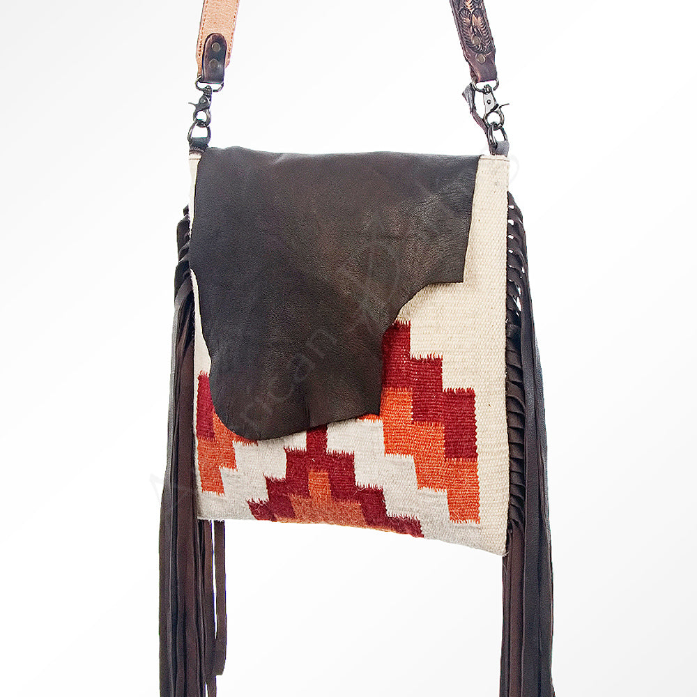 American Darling Messenger Saddle Blanket Genuine Leather Western Women Bag Handbag Purse | Crossbody for Cute